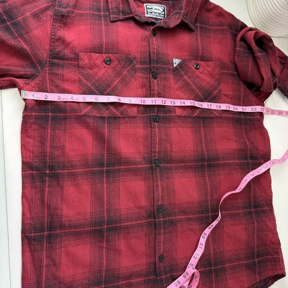Quiksilver Flannel Shirt Mens Size Large Red Plaid Button Up Cotton - Picture 9 of 11